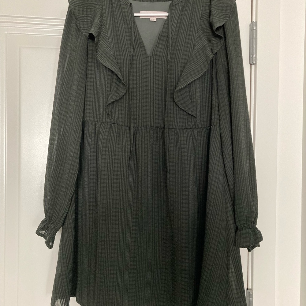 LOFT Dark Green Long Sleeve Dress
